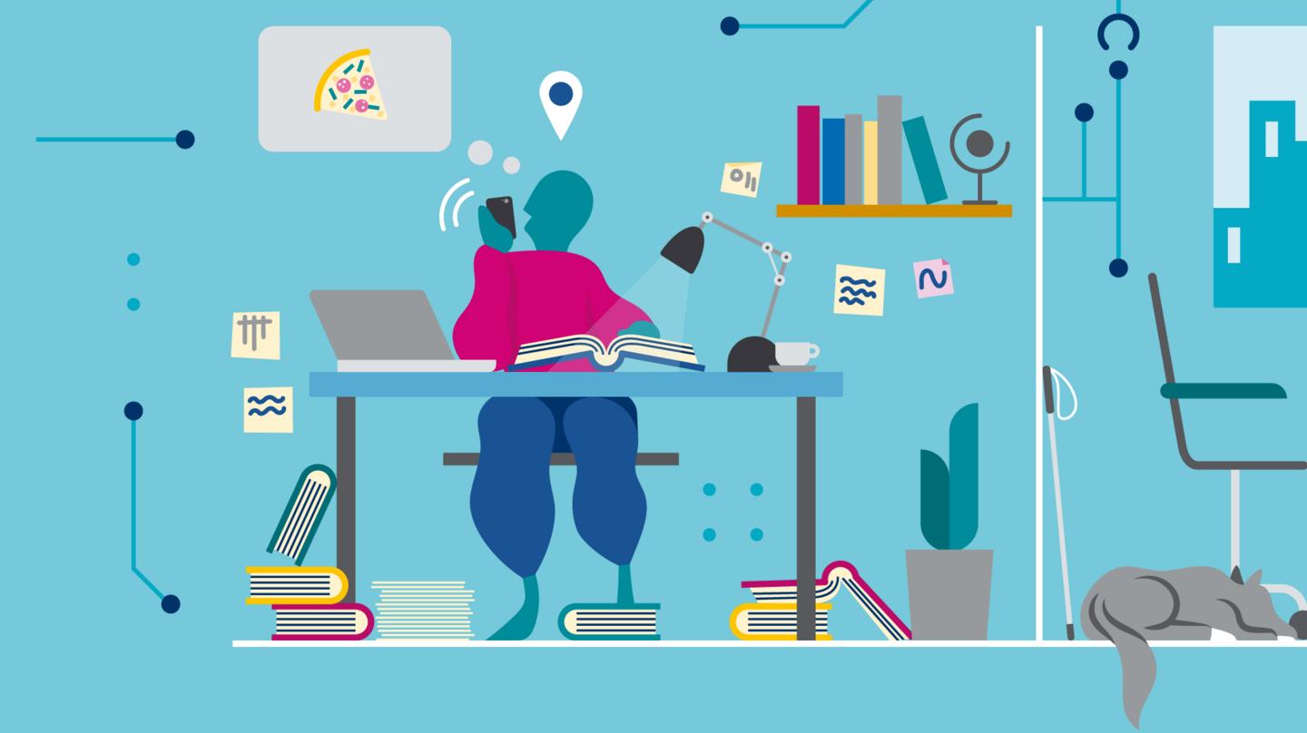 A person sitting at a desk